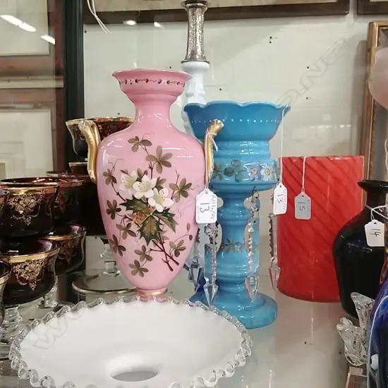 BLUE LUSTRE + PINK VASE + 2 OTHERS 