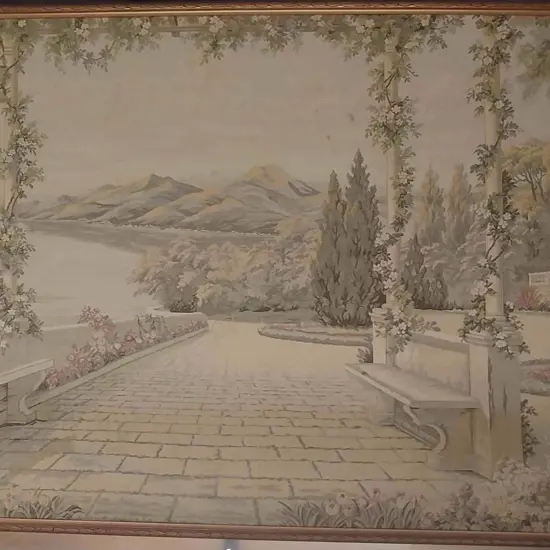 LARGE FRAMED TAPESTRY 