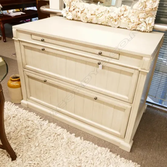 PAIR IVORY TWO DRAWER COMMODES 