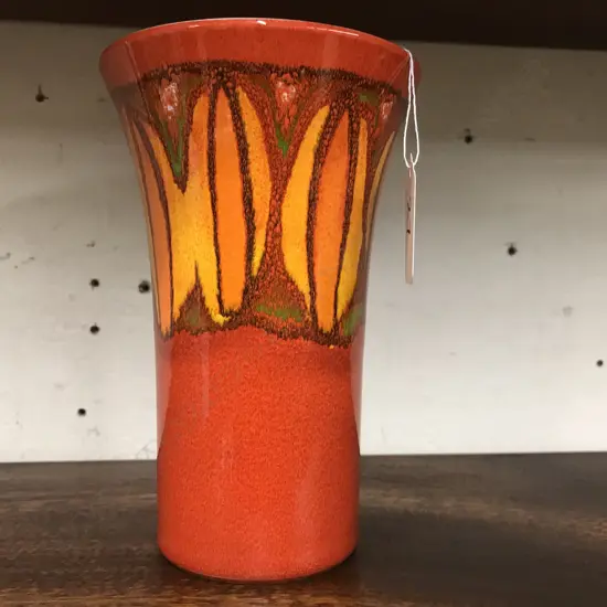 POOLE VASE 1970'S ORANGE RED YELLOW