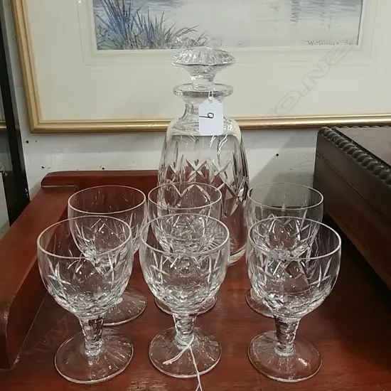 6 STUART CRYSTAL GLASSES + DECANTER 