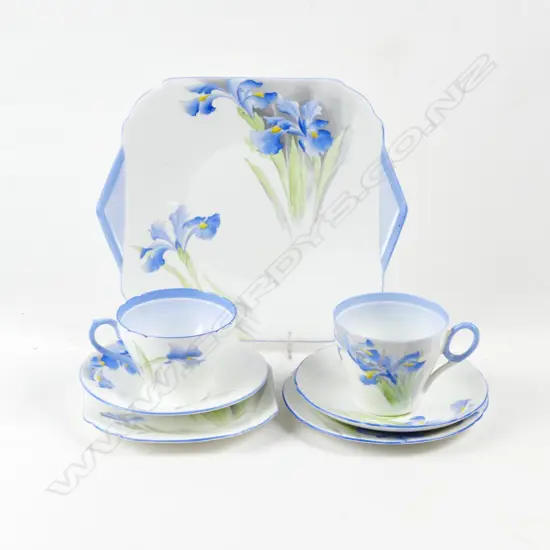A selection of Shelley 'Blue Iris' china