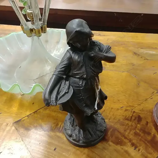 SMALL SPELTER FIGURE OF A YOUNG GIRL