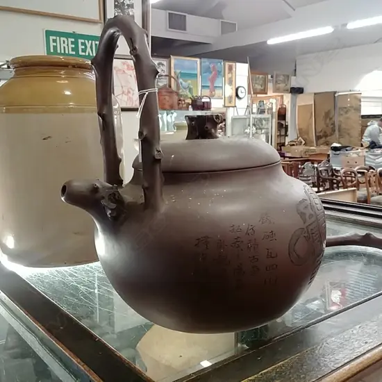 LARGE RED WARE TEAPOT A/F