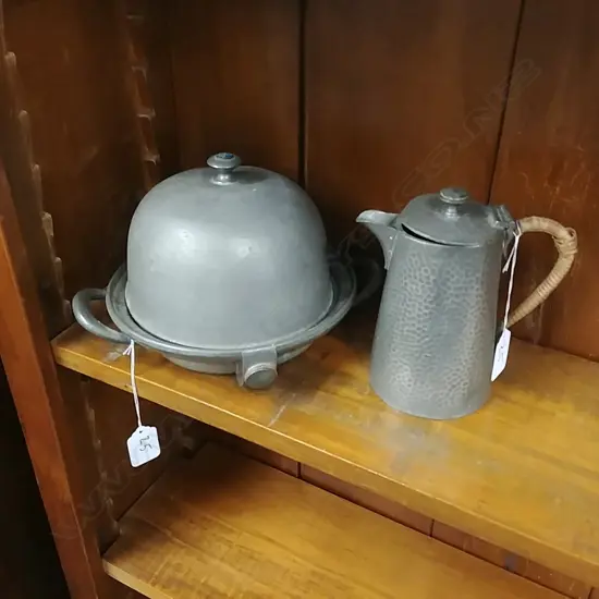 2 OLD ARTS & CRAFTS PEWTER 