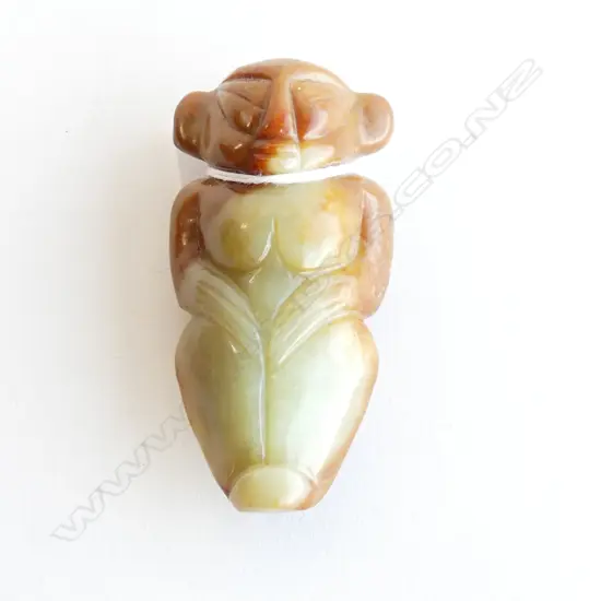 CHINESE CARVED JADE FIGURE STYLISED HUMAN FORM H.90mm