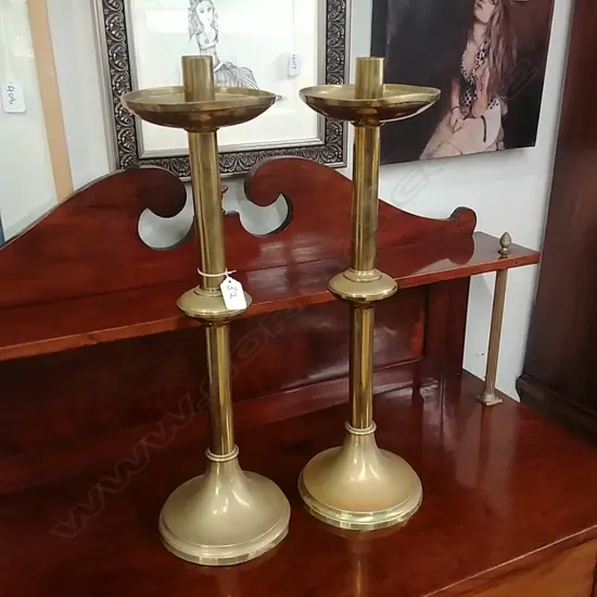 PR OF LARGE BRASS CANDLE STICKS