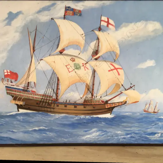 FJ Clark Snr Golden Hind 70 x 47 acrylic1940s 