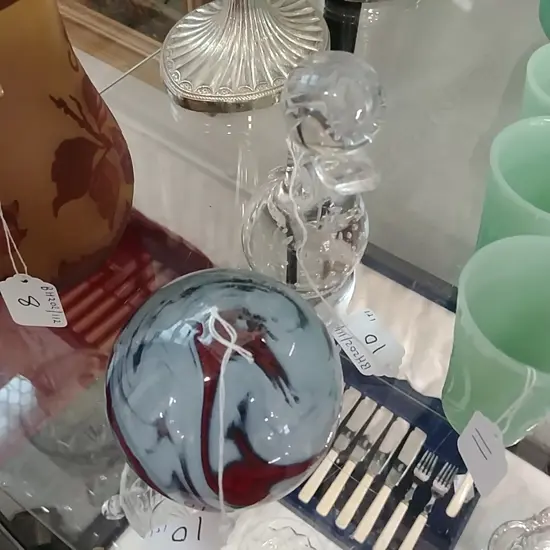 SIGNED GLASS PAPER WEIGHT & DUCK ORN