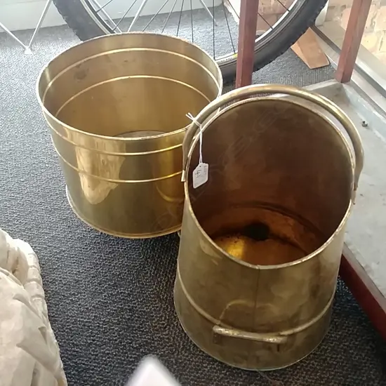 2 BRASS COAL BUCKETS
