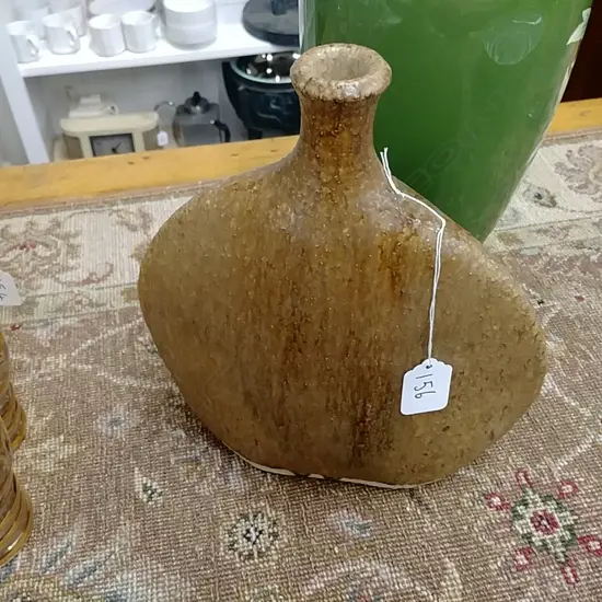 OXSHOTT POTTERY BOTTLE VASE SIGNED.