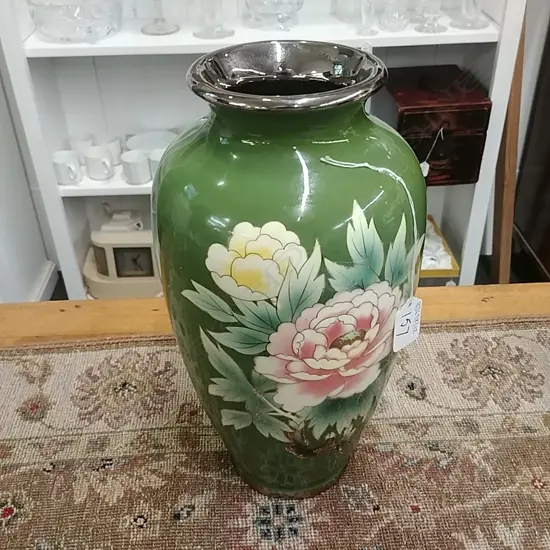 GREEN FLORAL VASE