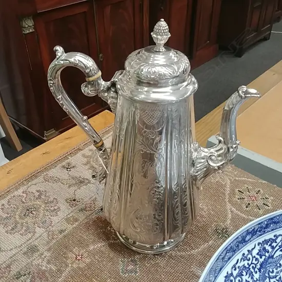 HANDSOME E.P. COFFEE POT - PROVENANCE TO BASE