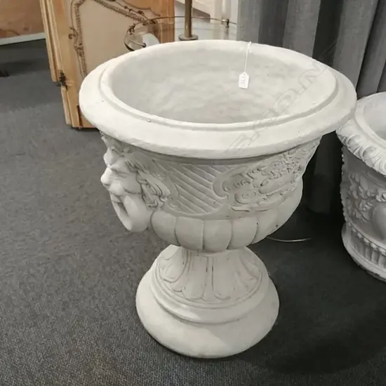 LARGE CONCRETE URN ON STAND