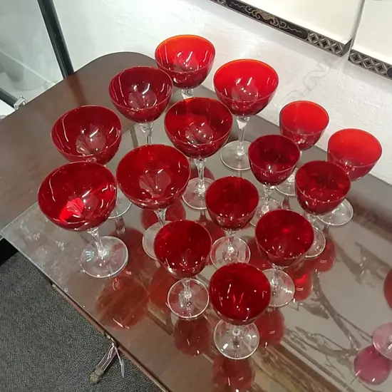 2 SETS OF RED GLASSES