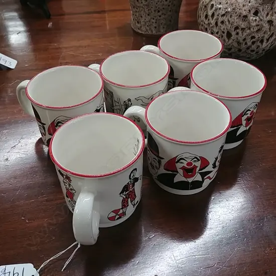 SIX CROWN LYNN CLOWN MUGS