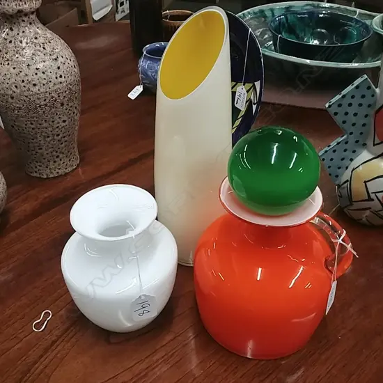 FOUR COLOURED PIECES OF GLASS