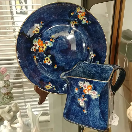 FLORAL CHINA JUG & PLATE