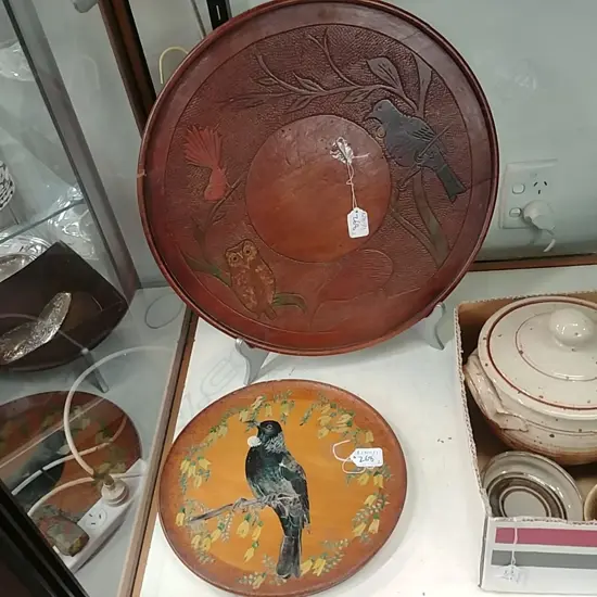 2 NZ CRAFT POKER WORK PLAQUES - TUI