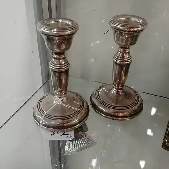 (13114) PR SILVER SHORT COLUMN CANDLESTICKS B.1969