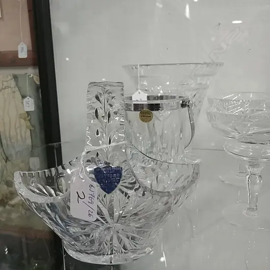 3 CRYSTAL PCS-(BASKET-ICE BUCKET-VASE)