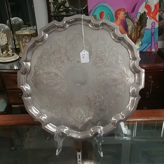 ENGRAVED FLORAL EP CIRCULAR TRAY
