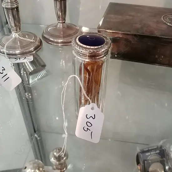 [12800] SILVER/ENAMEL LIDDED VANITY JAR