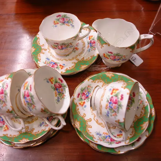 R.A. ALBANY GREEN 13PC PART TEA SET