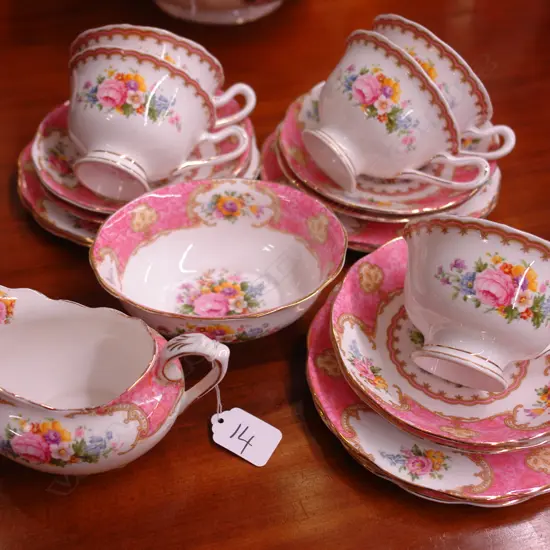 R.A. LADY CARLYLE 19PC PART TEA SET (CUP MISS.)