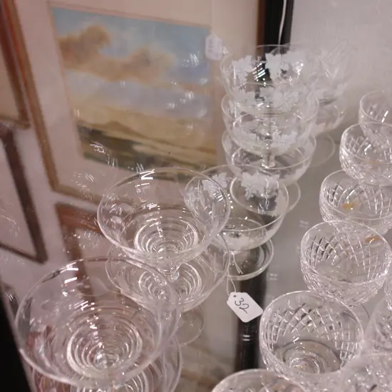 6 X SUNDAE GLASSES & 4 X  STUART CRYSTAL COMPORTS