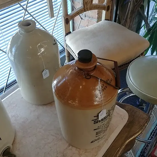 2 CROCKS ( TIMARU POTTERIES+ SHARPE BROS)