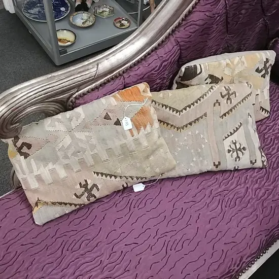 3 RECTANGULAR KELIM CUSHIONS 
