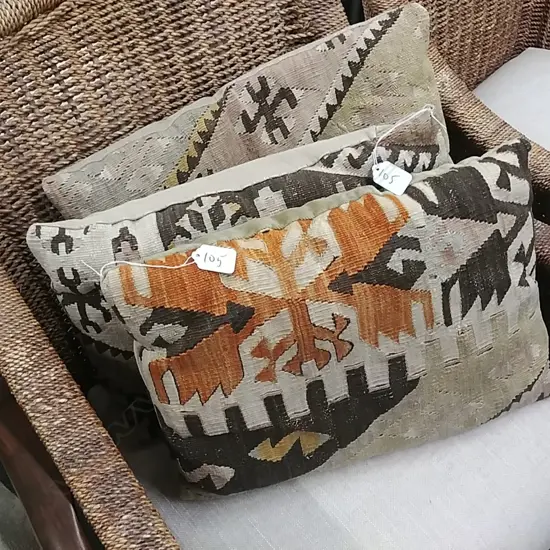 3 RECTANGULAR KELIM CUSHIONS 