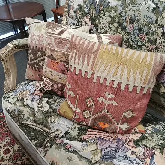 3 SQUARE KELIM CUSHIONS 