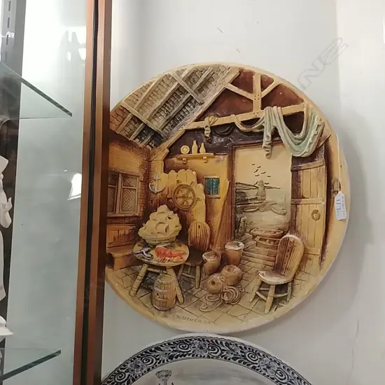 POTTERY PLAQUE + OLD TILE