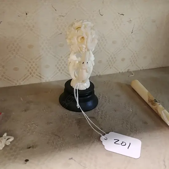 CHINESE CARVED IVORY PUZZLE BALL ON STAND