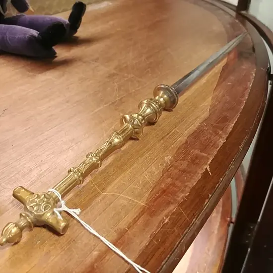 PAPERKNIFE ORNATE BRASS HANDLED & STEEL BLADE