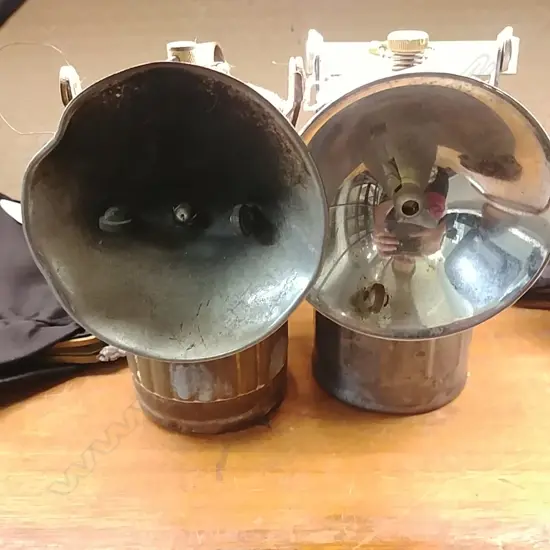2 OLD ALUMINIUM MINERS LAMPS+PR BINOCULARS