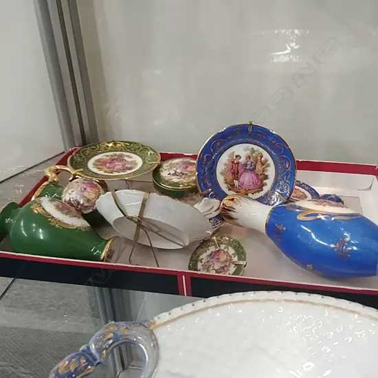 12 PCS GREEN & BLUE LIMOGE CHINA