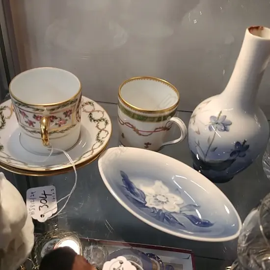 COPENHAGEN VASE DISH & 2 CONT COFFEE CANS