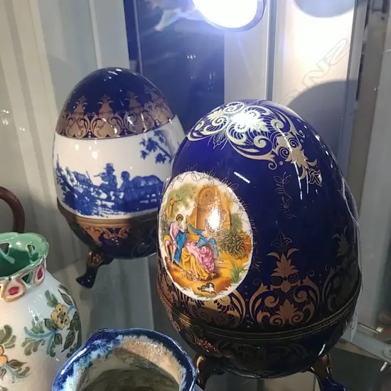 2 FRENCH CHINA EGG BOXES