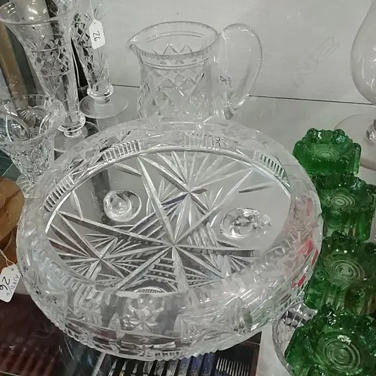 FOOTED CRYSTAL BOWL & STUART CRYSTAL WATER JUG