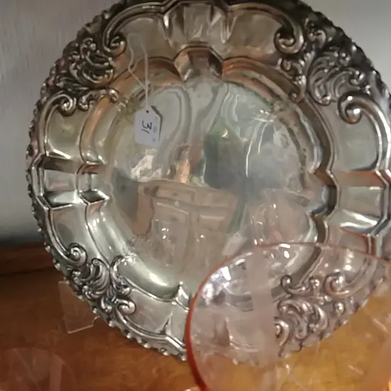 EURO '800 SILVER DISH EMBOSSED