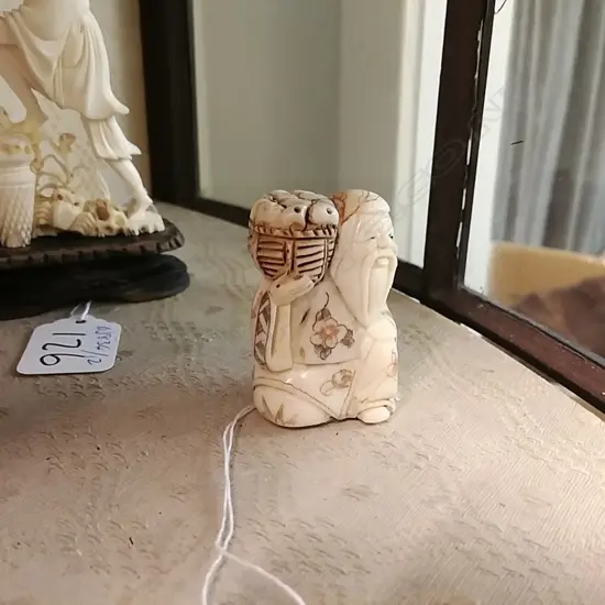 IVORY NETSUKE  FISHERMAN