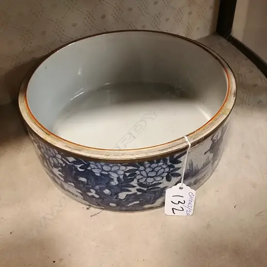 CHINESE B&W BOWL COPPER RIM NO LID