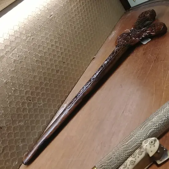 [K45] KRIS W WAVY BLADE-LONG SCABBARD-HILT CARVED