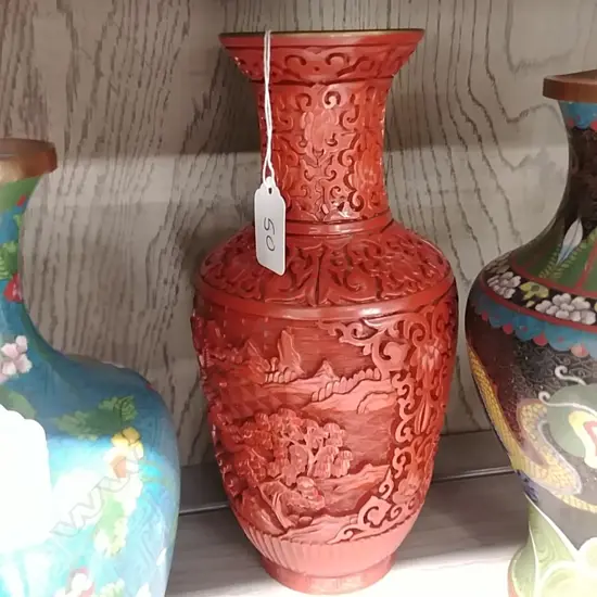 CINNABAR LACQUER VASE