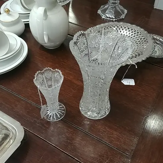 2 BOHEMIAN CUT CRYSTAL VASES