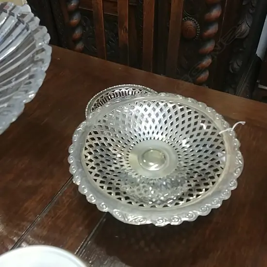 TWO SILVER PLATE TAZZAS