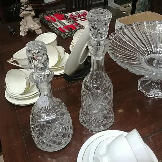 TWO CRYSTAL DECANTERS